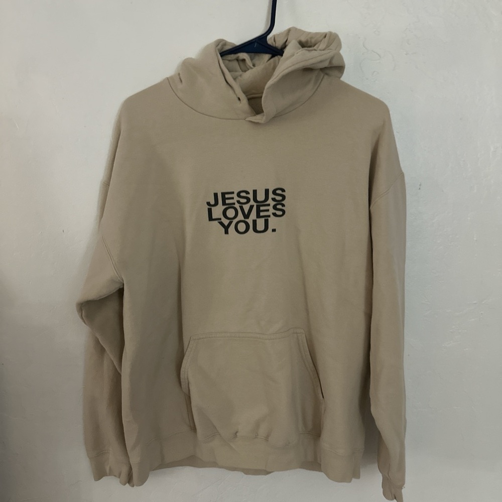 Jesus loves you brand tan hoodie